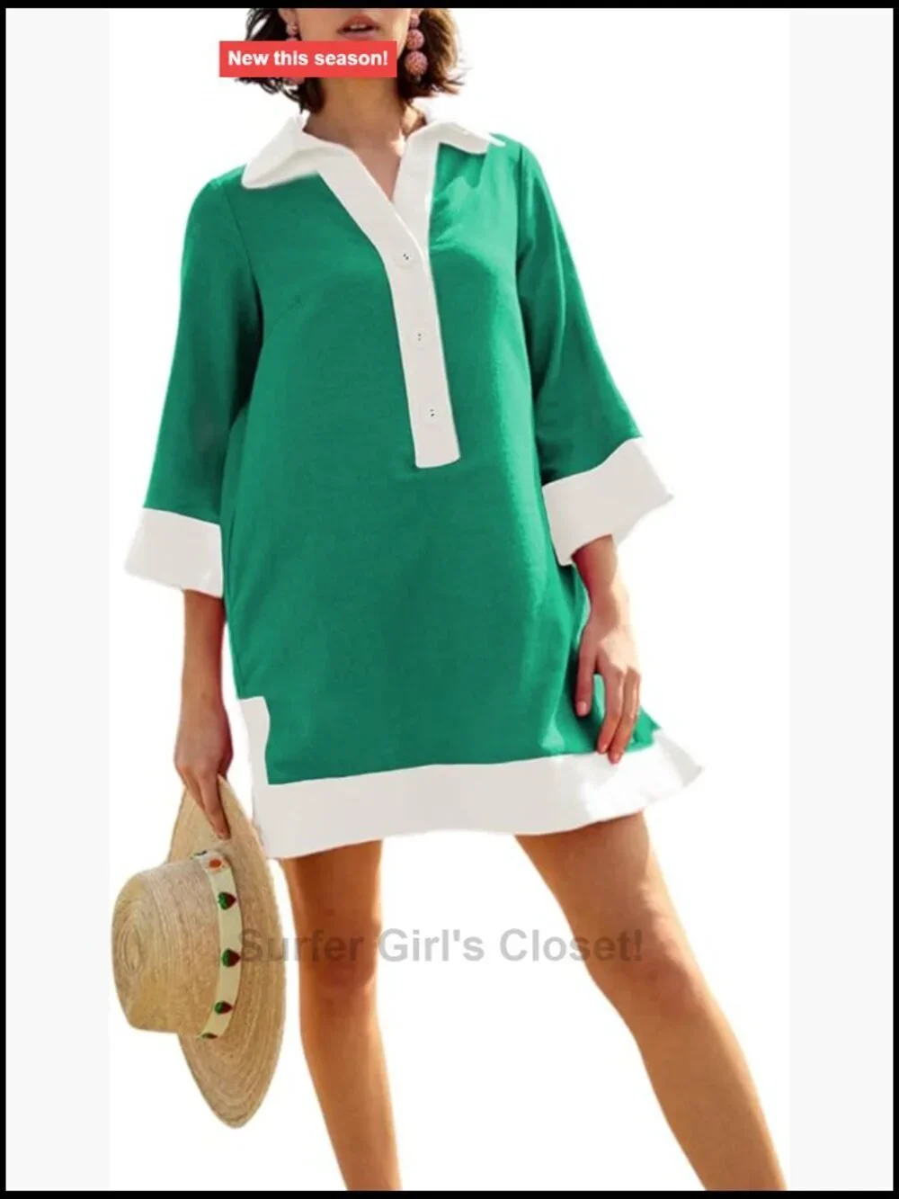 Swimsuit Coverup Dress with Pockets V Neck Mini Linen Beach Dress
